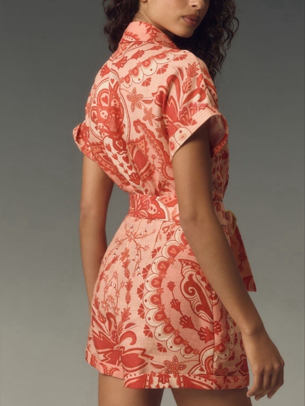 FARM Rio 100% Linen Jaipur Floral Paisley Romper - Picture 2 of 14
